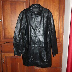 Banana Republic Black Genuine Leather Car Coat Jacket
